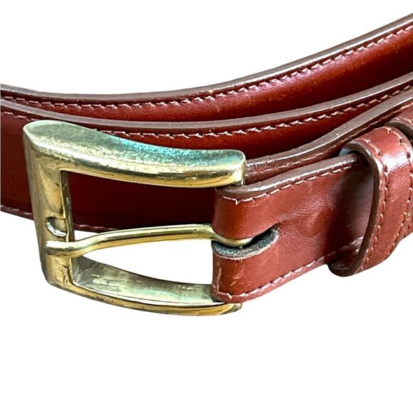 Vintage LAI Men's Brown Calf Leather Belt Made in Italy with Brass Buckle - Picture 1 of 7